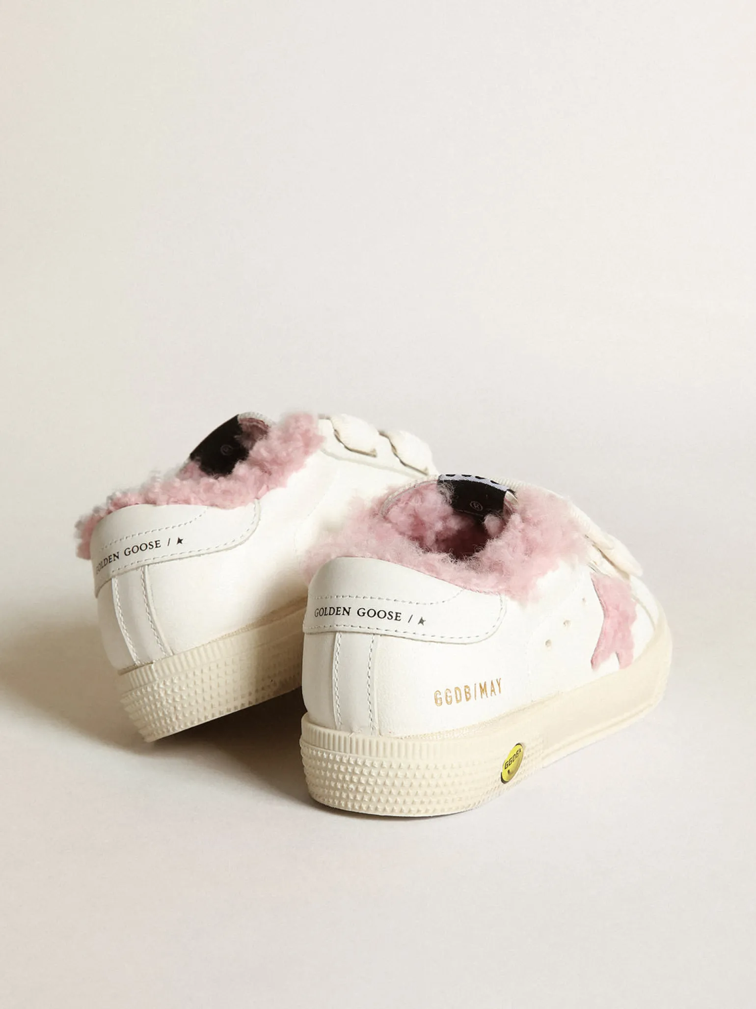 New Young May School de napa branca com estrela e forro de shearling rosa Meninas (4-10 anos)